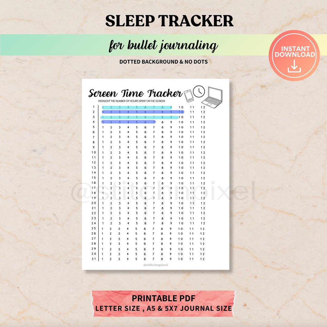 Monthly Screen Time Tracker, Printable Device Phone Usage Log, Habit ...