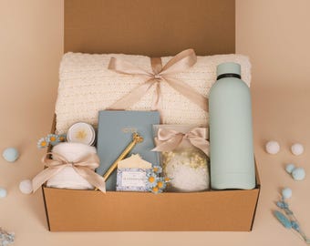Regalo para mejor amiga, caja de regalo acogedora, caja de abrazos, caja de regalo Hygge con manta, cesta de regalo de agradecimiento, paquete de regalo para ella, regalo para compañera de trabajo