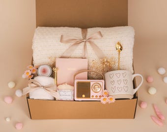 Caja de regalo estilo acogedor, caja "Abrazo en una caja", regalo de ánimo, set de regalo para mamá, caja de regalo "Hygee", caja "Pensando en ti", cesta de autocuidado, caja de regalo "Manta"
