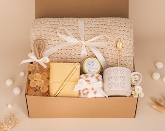 Care Package for Friend,Sending Sunshine Gift,Warm and Cozy Gift Box with Blanket,Hug in a Box,Thank You for Helping Me Grow,Hygge Gift Box