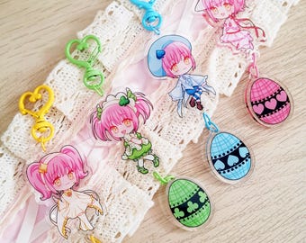 Shugo Chara Amu Amulet Heart, Spade, Clover, Dia transformation: Acrylic keychain