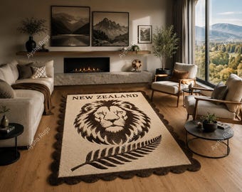 New Zealand Lion Rug, Handmade Tufted Animal Area Rug, Modern Safari Carpet, Luxury Living Room Decor Rug