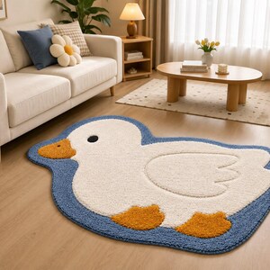 Alfombra de pato tejida a mano, linda alfombra para guardería, alfombra para habitación infantil, alfombra de animales hecha a mano, decoración para sala de juegos, alfombra para habitación de bebé, alfombra suave con forma de pato