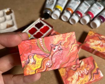 Watercolor Ceramic Palette, Fire Set, Schmincke Horadam & Daniel Smith Gold Paints