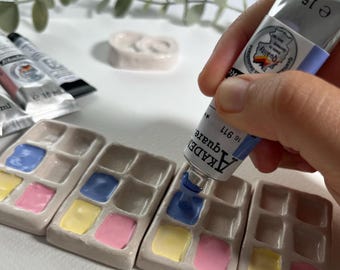 Handmade Travel Watercolor Kit – Ceramic Palette (Schimincke Acedemia)