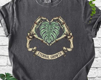 Comfort Colors® Monstera Skeleton Shirt, Gothic Plant Lover Tee, Eternal Growth Dark Botanical Tee, Houseplant Lover Gift, Plant Mom Gift