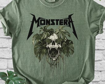 Chemise tête de mort Monstera Comfort Colors®, chemise botanique gothique, t-shirt esthétique végétal foncé, chemise plante tête de mort, chemise Cood Dad, cadeau de fête des pères