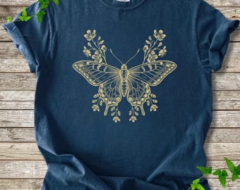 Comfort Colors® Butterfly Shirt, Vintage Butterfly Shirt, Botanical Nature Tee, Floral Butterfly Shirt, Cottagecore Shirt, Garden Lover Gift
