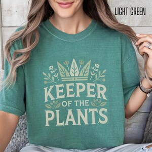 Comfort Colors® Keeper of the Plants Shirt, Plant Mom Shirt, Plant Lover Gift, Gardening Tee, Botanical Tee, Plant Lady Shirt, Garden Shirt Light Green