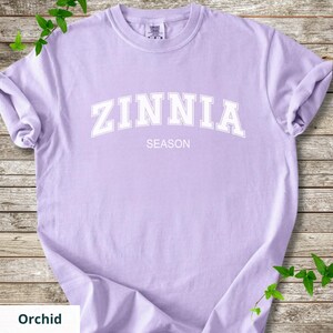 Comfort Colors® Zinnia Season Shirt, Floral Aesthetic Tee, Gardener Shirt, Flower Lover Gift, Botanical Shirt, Summer Tee, Plant Lover Shirt Orchid