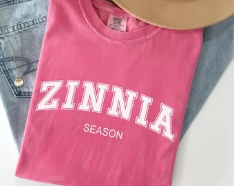 Chemise de saison Zinnia Comfort Colors®, t-shirt esthétique floral, chemise de jardinier, cadeau pour amoureux des fleurs, chemise botanique, t-shirt d'été, chemise pour amoureux des plantes