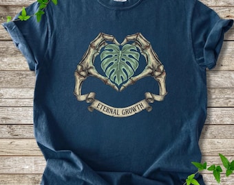 Comfort Colors® Monstera Skeleton Shirt, Gothic Plant Lover Tee, Eternal Growth Dark Botanical Tee, Houseplant Lover Gift, Halloween Shirt