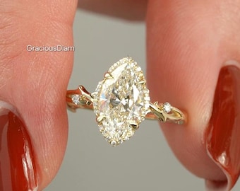 3 CT IGI Certified Marquise Cut Lab Grown With With Micro Pave Halo Engagement Wedding Diamond Ring