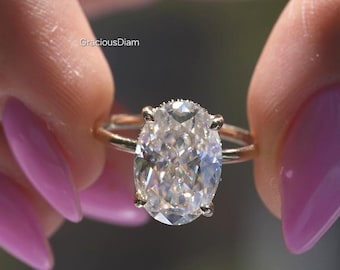 3 CT IGI Certified Oval Cut Lab Grown With High Profile Basket Set  Halo Band Engagement Wedding Diamond Ring