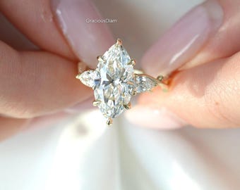 3.5 CT IGI Certified Marquise Cut Lab Grown With Twisted Band Engagement Wedding Diamond Ring