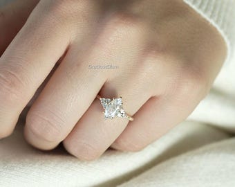 1.5 CT IGI Certified Marquise Cut Lab Grown With Slim Band  Engagement Wedding Diamond Ring