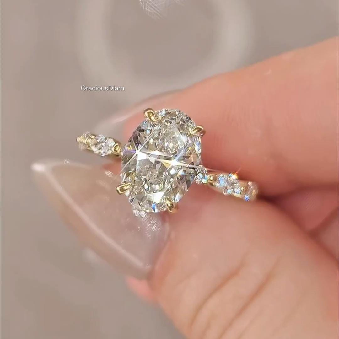 3 CT IGI Certified Oval Cut Lab Grown With Hidden Halo Diamond ...