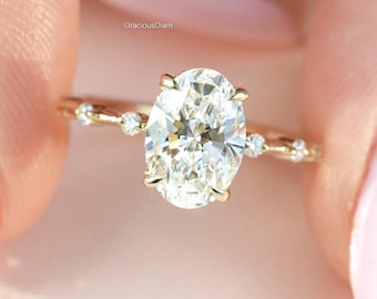 3 CT IGI Certified Oval Cut Lab Grown With Halo Band Engagement Wedding Diamond Ring