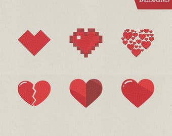 Valentine Heart Embroidery Bundle, Tiny Heart Machine Embroidery Design Set, Love Embroidery File DST, PES, JEF