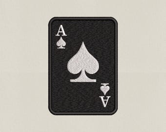 Ace of Spades Embroidery Design, Small Playing Card Patch File