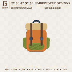 Backpack Embroidery Design, Hiking Camping Outdoor Adventure Bag Pattern, Travel Machine Embroidery File