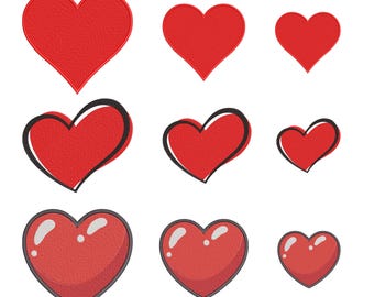 Paquete de diseños de bordado de corazón: diseños clásicos, en capas y brillantes