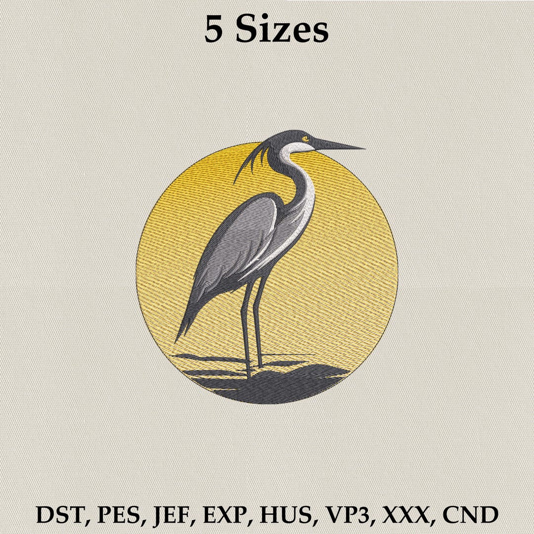 Heron Bird Embroidery Design for Wildlife Nature Machine Embroidery ...