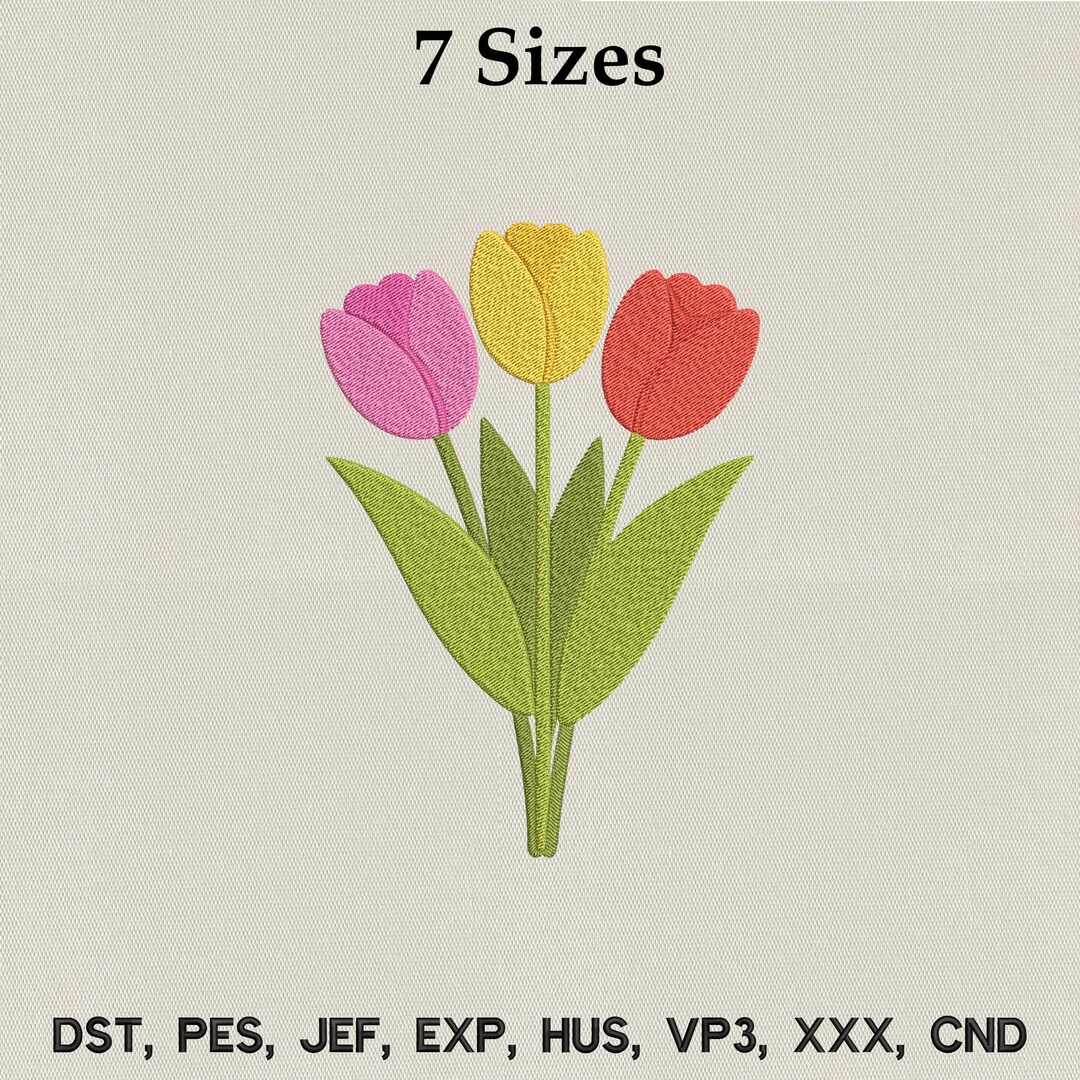 Tulip Bouquet Embroidery Design for Spring Floral Flower Machine ...