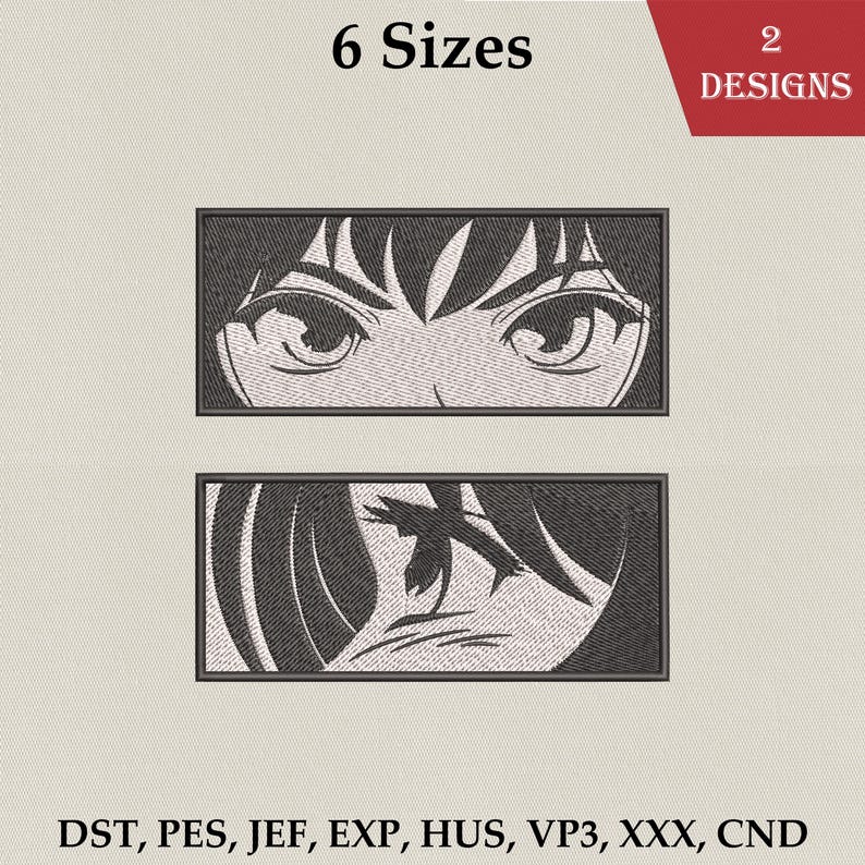 Anime Embroidery Design Bundle –black and White Anime Eyes Embroidery ...