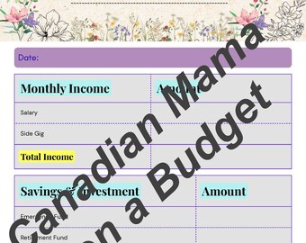 Druckbare Mom Budget Planer | Kanadische Mama mit kleinem Haushalt