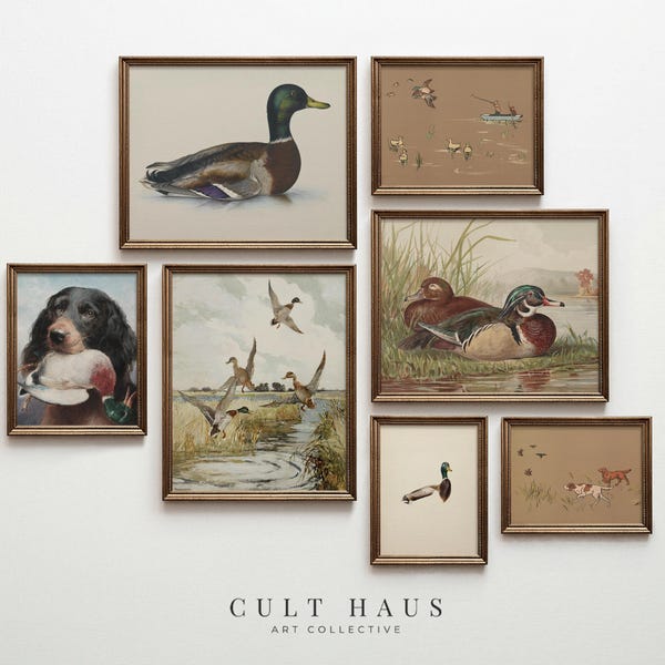 Vintage Duck Hunting Gallery Wall Set of 7 | Boy's Room Nursery Decor (Digital Download)