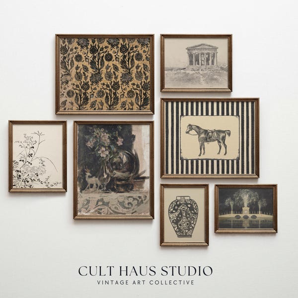 Vintage European Gallery Wall Set | Neutral Antique Art Prints (Digital Download)