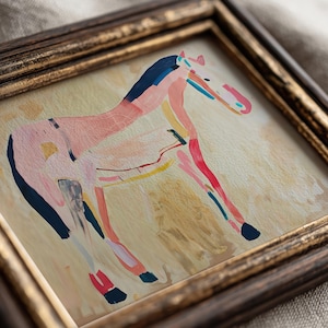 Folk Horse Wall Art: Colorful Abstract Painting (Digital Download)