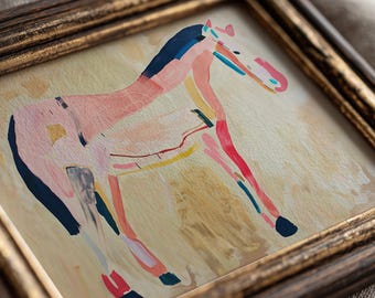 Folk Horse Wall Art: Colorful Abstract Painting (Digital Download)