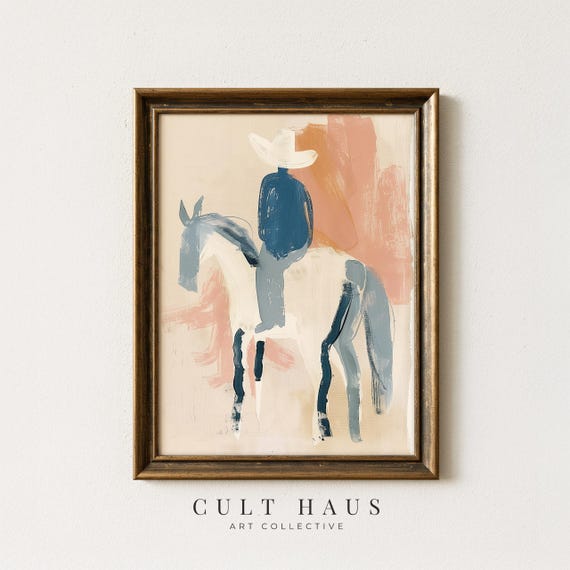 Abstract Western Horse Rider Print (Digital Download)