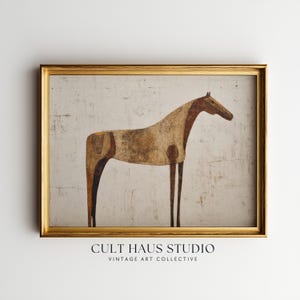 Arte mural de caballos neutros: pintura ecuestre abstracta minimalista