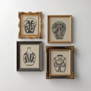 4 Piece Set | Ancient Vase Art Prints | Neutral Gallery Wall (Digital Download)