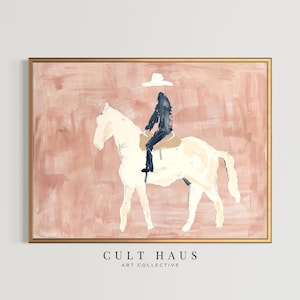 Modern Cowboy on Horse Print | Western Abstract Wall Art (Digital Download)