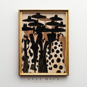 Arte mural de vaquera moderna / Estampado de moda en tonos marrones / Diseño en negro y beige / Decoración western ecléctica (Descarga digital)