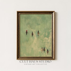 Horse Riders Art Print, Tiny Figures Decor (Digital Download)
