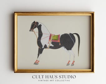Vintage Horse Illustration Print | Minimal Equestrian Wall Art | Digital Download