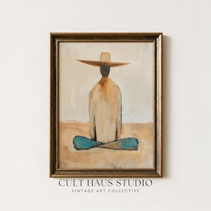 Digital Art Print: Minimalist Folk Style - Soft Neutral Tones
