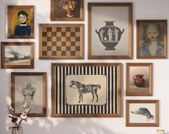 Arte mural de galería europeo vintage (10 impresiones digitales, varios tamaños)