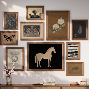 Vintage europeisk galleriväggkonst | Guld och svart (10 digitala tryck, flera storlekar)