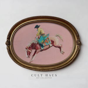 Pink Western Cowboy Wall Art | Bucking Horse Rodeo Print (Digital Download)