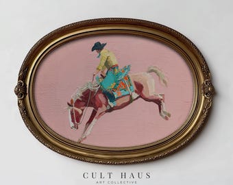 Pink Western Cowboy Wall Art | Bucking Horse Rodeo Print (Digital Download)