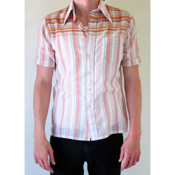 Striped/ Plaid Short Sleeve Button Down size M