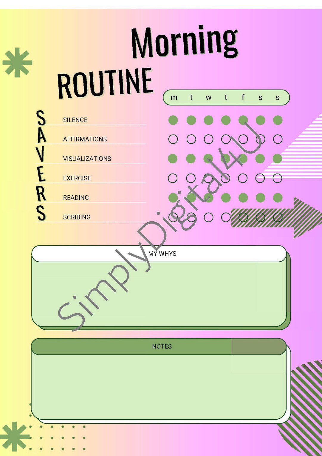 Morning Routine Printable | SAVERS Tracker | Daily Habit Planner ...