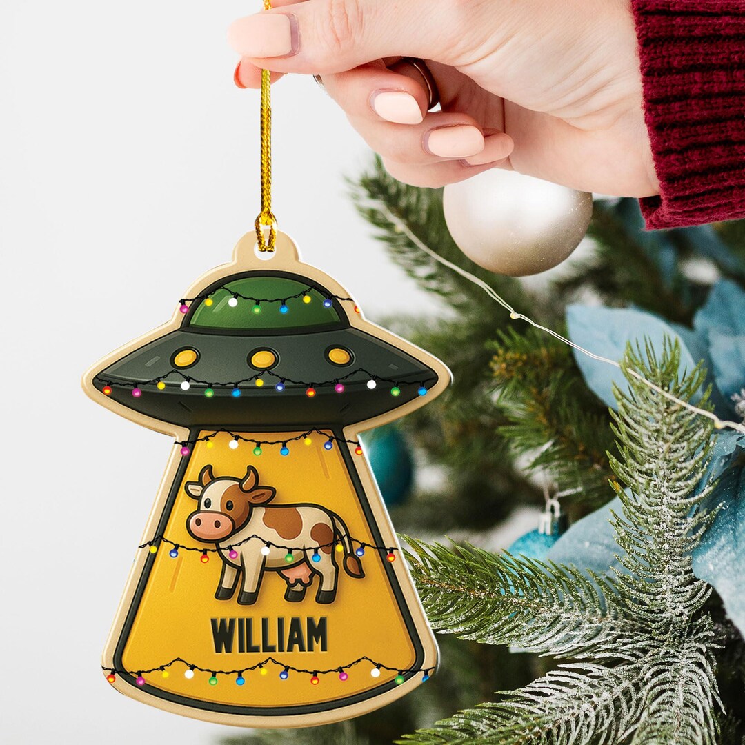 Personalized UFO Ornament – Custom Alien Spaceship Christmas Tree ...