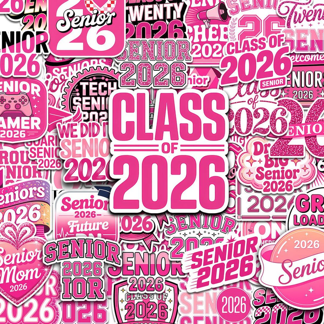60 Pcs Class of 2026 Senior Stickers Pack With Pink Color, Graduation ...